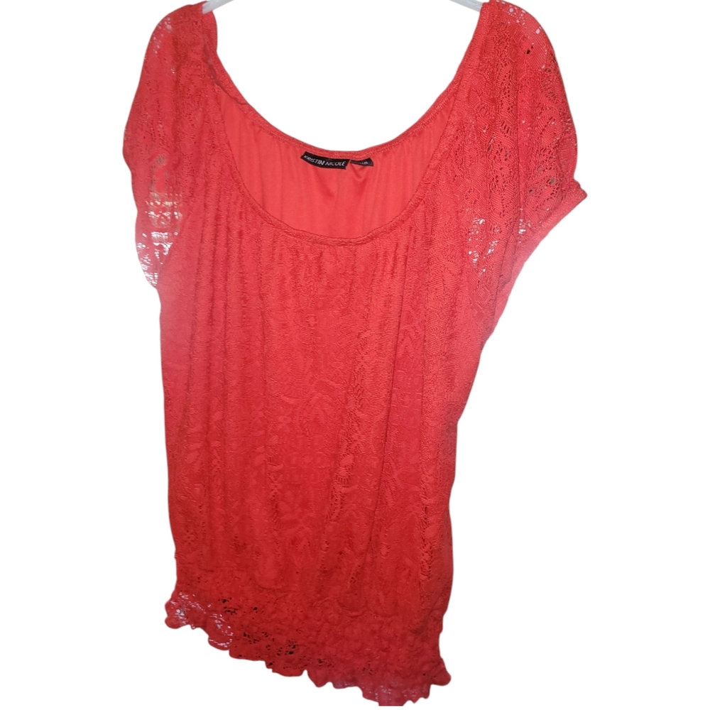 ✨Kristen Nicole Elegant Red Lace Top Size 2X